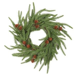 Festive Green Pine Wreath with Brown Pine Accents